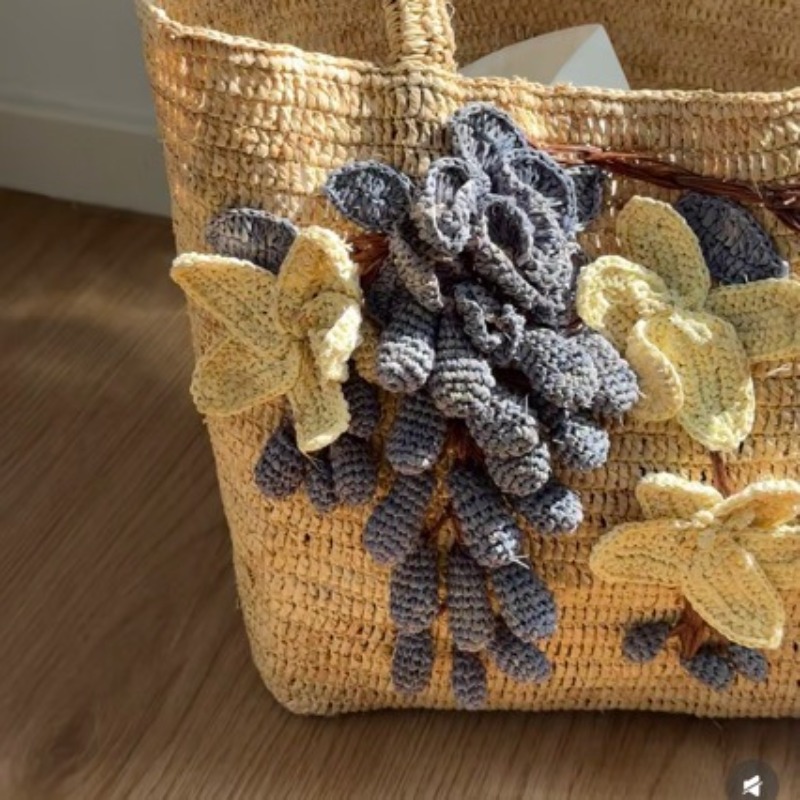 New Handmade Raffia 3d Rose Ha - Women'S Raffia Bags ulasan dan harga